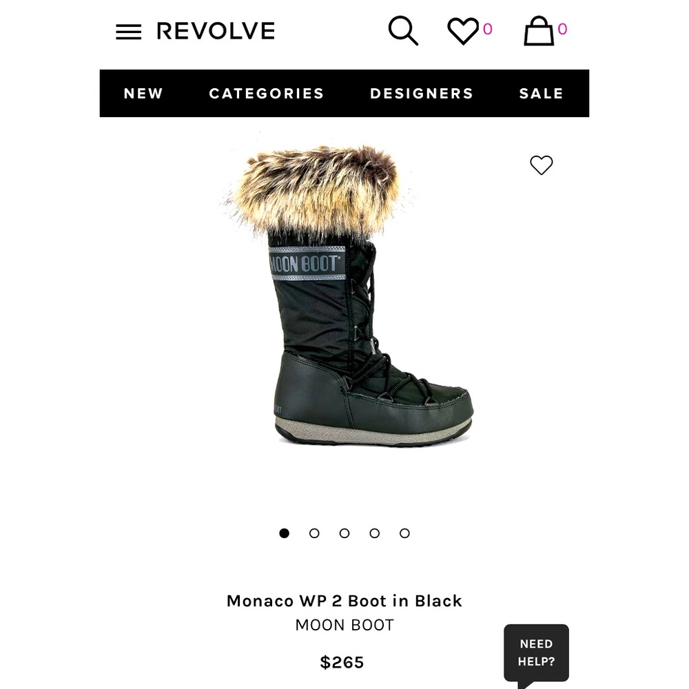 Monaco WP 2 Boot in Black w Fur Trim
MOON BOOT size 6
Retail $265!